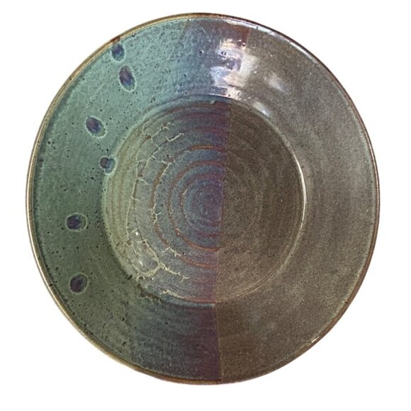 Handmade Artist Signed Ceramic Centerpiece Bowl Earthy Glaze possible flaw PICS - Picture 7 of 12